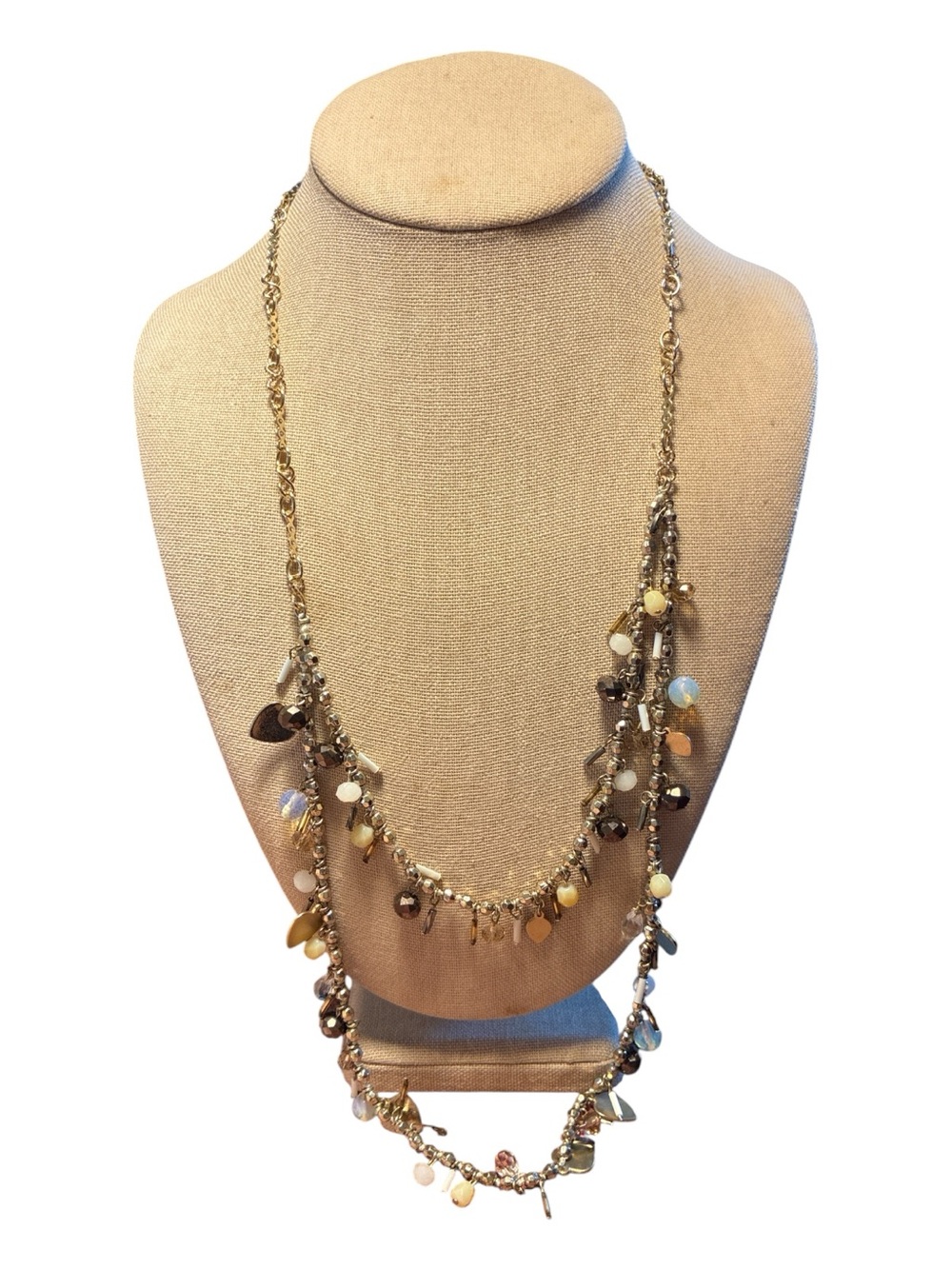 🔵 Loft Gold Multi-Color Beaded Layered Necklace ~ 26 Inches